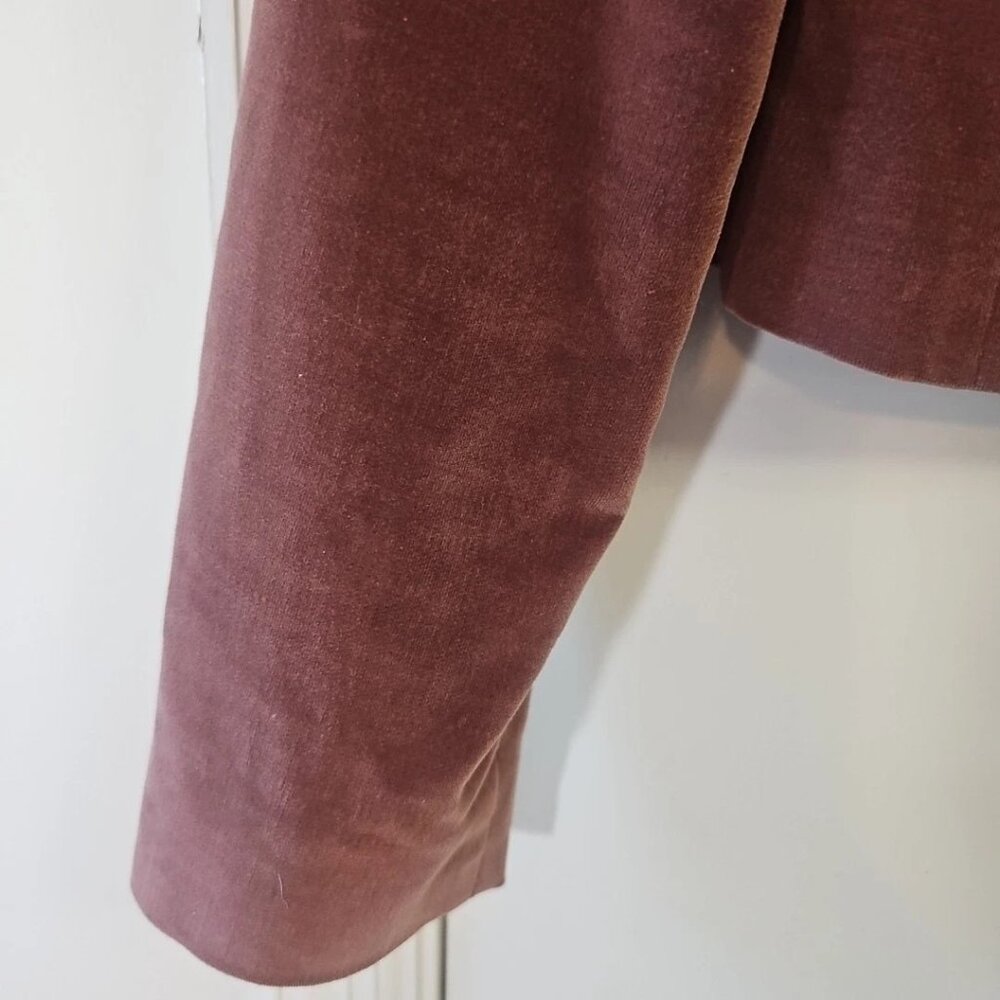 Vino De Casa Mauve Cotton/Nylon Blend Open Front Blazer-Size: 7 - Picture 6 of 10